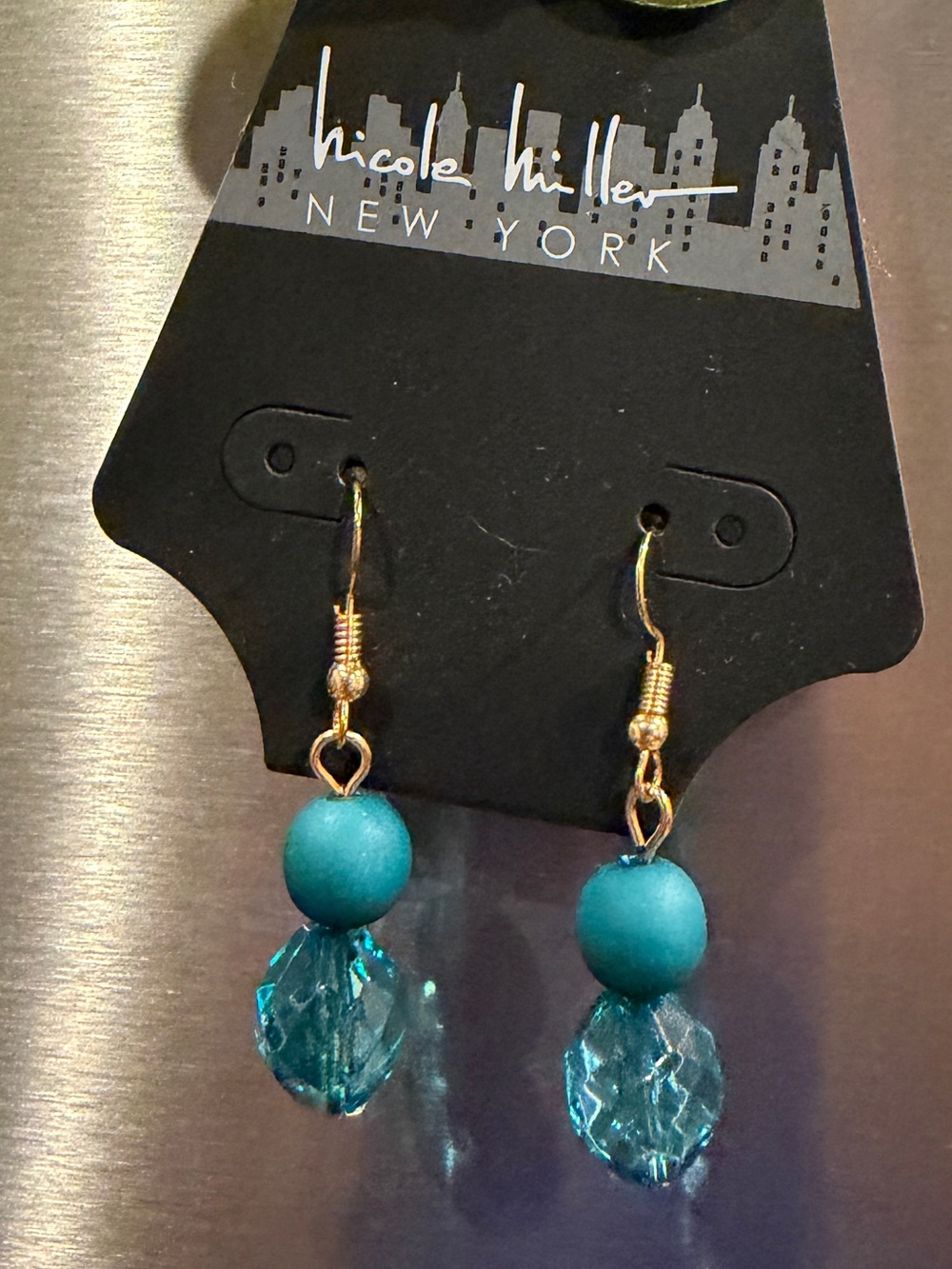 Teal/peacock bead Nicole Miller Earrings